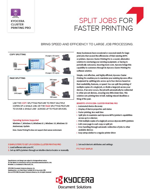 Kyocera, Software, Output Management, Kyocera Cluster Printing, Office Technologies
